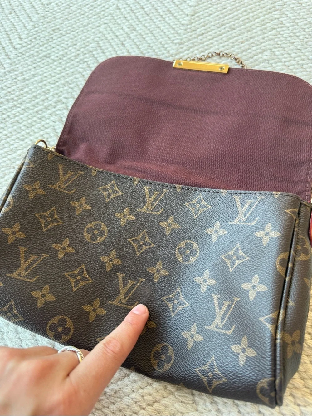 Louis Vuitton Favorite Monogram Canvas Brown and Gold Chain Shoulder Bag